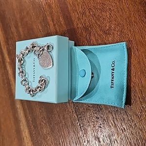 Vintage Tiffany & Co. Heart Tag Charm Bracelet Sterling Silver 7.5"
